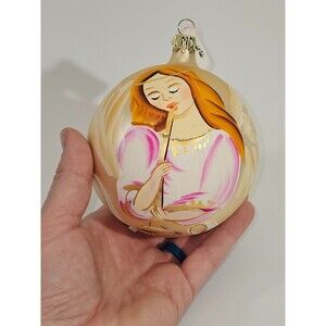 KSD Vintage Italian Blown Glass Christmas Ornament Holiday Decor Ball Angel‎ NEW